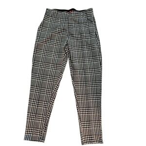 Maze Collection Plaid Houndstooth Pants Career Casual Stretch Black White L‎
